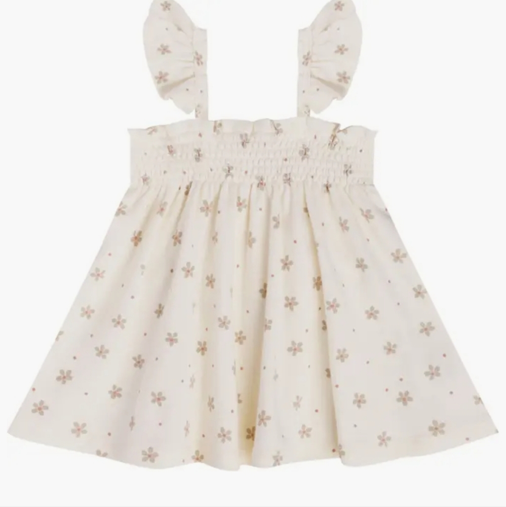 Nwt! Quincy mae smocked jersey dress set in dotty floral